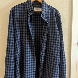 Mizzen+Main Standard Fit City Flannel Performance Shirt Large Blue Gray Check